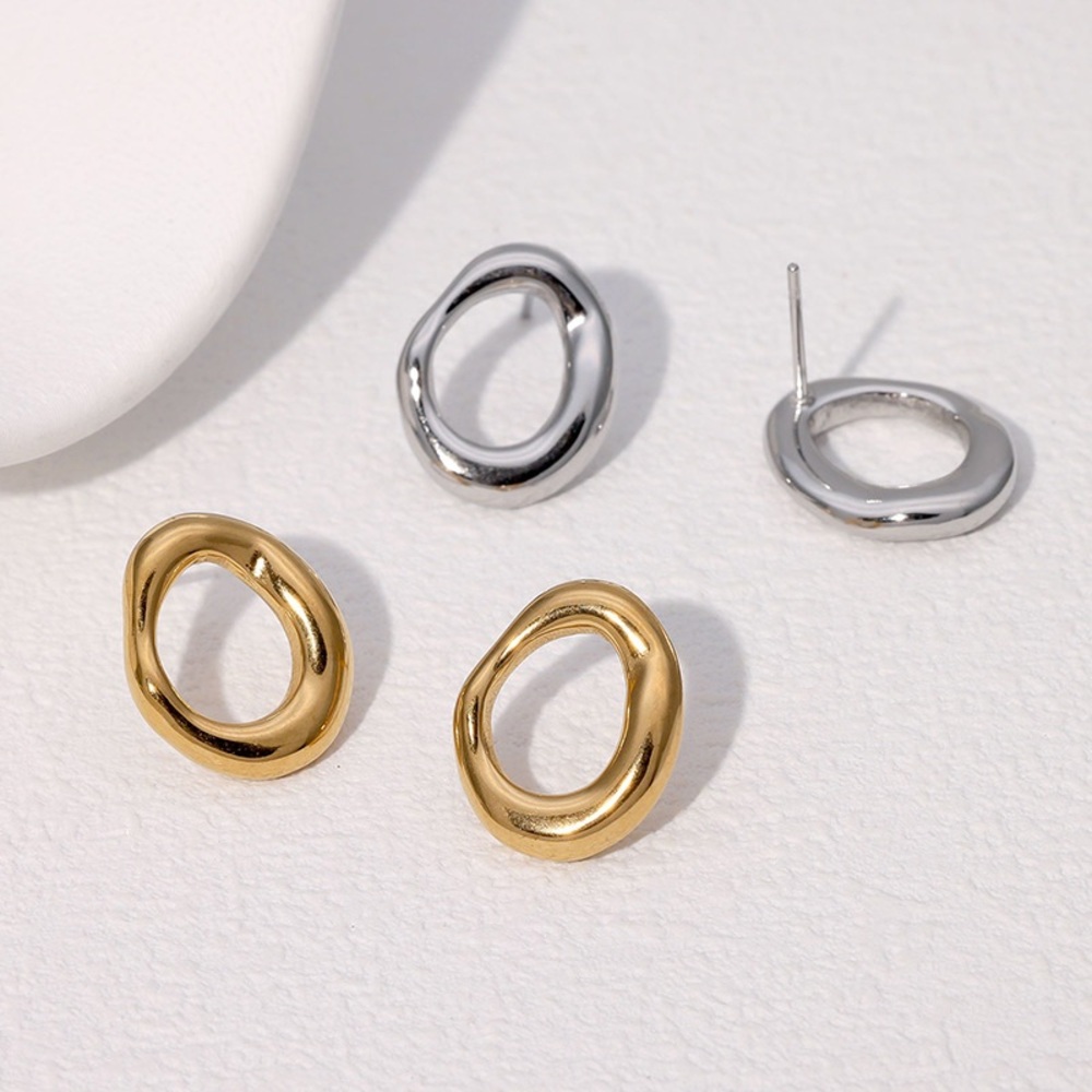 Mixed Metal Organic Loop Stud Earrings — Gold & Silver
